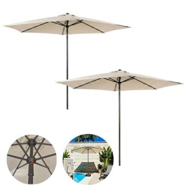 Imagem de Kit 2 Ombrelone 3 metros Guarda Sol Sombreiro 6 Hastes Central Jardim Piscina JURERÊ - AMZ