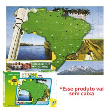 Imagem de Quebra-Cabeça Infantil Educativo Mapa Do Brasil Com 108 Peças Jogo De 