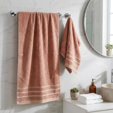 Imagem de Kit Toalha de Banho Grande Decorada Macia Fofa Corpo e Rosto 2 Peças R
