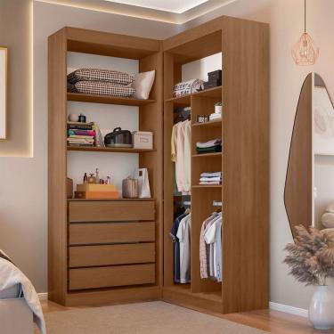 Imagem de Closet Casal Salvo 4 Gavetas 7 Prateleiras Freijó/Branco - Pnr Móveis