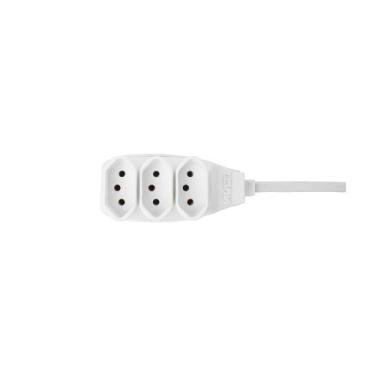 Imagem de Extensão multlipa PT PP 3 tomadas 3 pinos 75mm 1,5 Metros Cor:Branco -