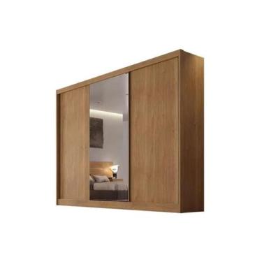 Imagem de Guarda Roupa Casal 3 Portas 8 Gavetas com Espelho Sollo Plus Cumaru No