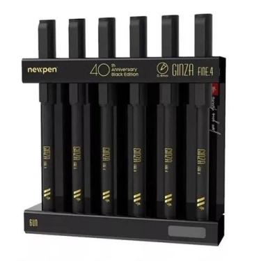 Imagem de Caneta Marcador Artistico Ginza Fineliner BLACK com 6 Unidades Newpen