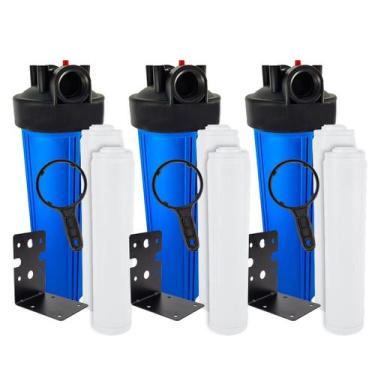 Imagem de Kit Carcaça Big Blue Alta Vazão Cartucho Resina Mista Mb400 Azul - Roy