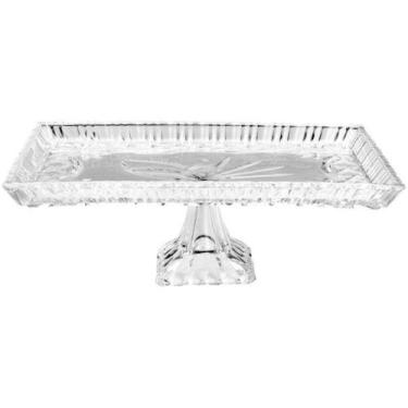 Imagem de Prato para Bolo de Cristal Lyor Retangular - Janine 29,5cm