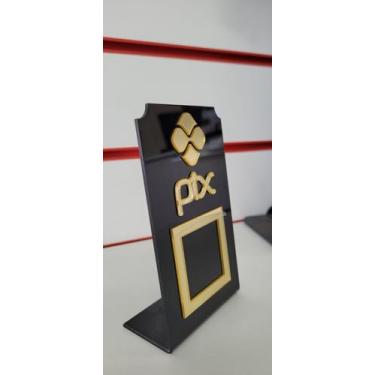 Imagem de Display expositor de pix qr-code para balcao - N/A, PRETO COM DOURADO