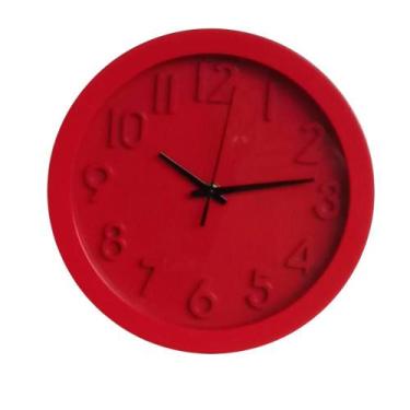 Imagem de Relógio de Parede 25,4x25,4x4cm Dial Sweep Vermelho Laqueado - Imporie
