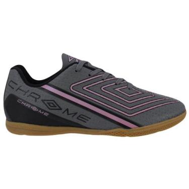 Imagem de Tênis Umbro Futsal Chrome Infantil, Cinza, Rosa, 29