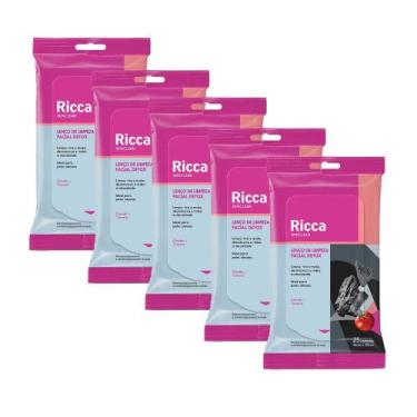 Imagem de Kit 5 pct Lenços de Limpeza Facial Detox Reduz Oleosidade Carvão e Tom
