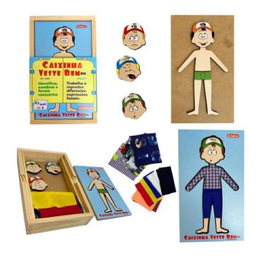 Imagem de Caixinha Veste Bem Ele Brinquedos Educativos Cognitivo de Madeira com 