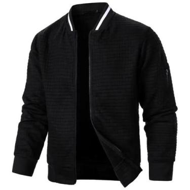 Imagem de Jaqueta Masculina De Manga Longa Com Zíper, Cor Sólida, Moda De Rua Pa