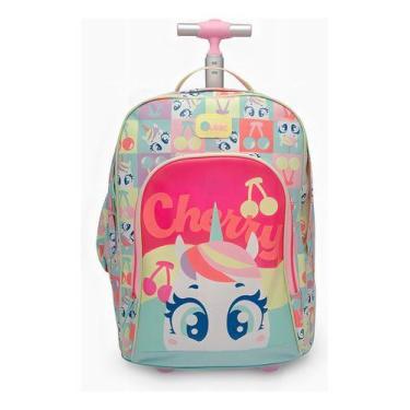 Imagem de Mochila Com Rodinha Uni Cherry Cor Rosa Desenho Unicórnio - PUKET
