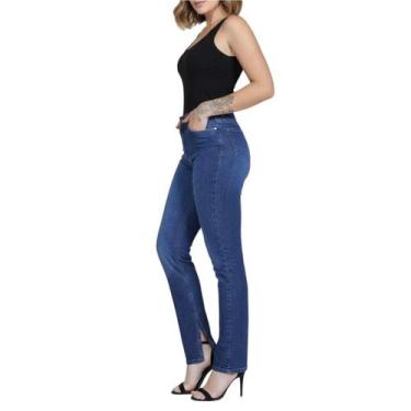 Imagem de Calça Jeans Feminina Reta Elastano C/ Alto Vilejack VFCJ3036, Azul, 44