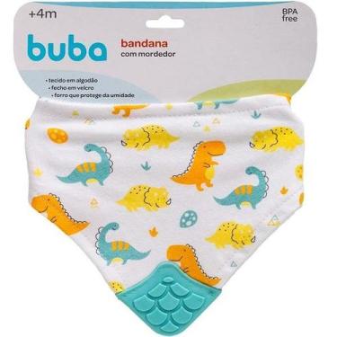 Imagem de Babador Bandana Bebe com Mordedor e Forro Dino Buba