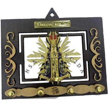 Imagem de Porta Chaves Nossa Senhora Aparecida Vazado Madeira Metal Pq - SANTISS