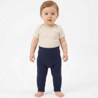 Imagem de Calça Canelada Tricô Kids Bebê Azul Marinho, Azul, M