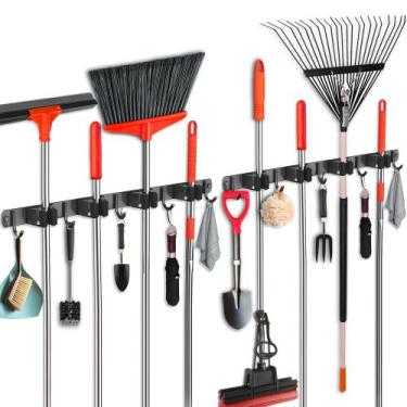 Imagem de Suporte para vassouras FODARSAI, kit com 2 unidades, aço inoxidável pr