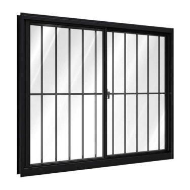Imagem de Janela de Alumínio de Correr Lateral com Grade 2 Folhas Móveis 100x150