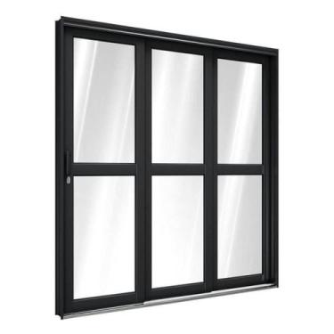 Imagem de Porta de Aço de Correr Lateral com Travessa 3 Folhas 213x200cm Aço Pro
