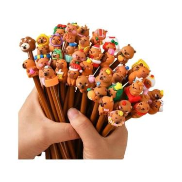 Imagem de Canetas Gel Kawaii De Capivara Com Tinta Preta 5-25 Peças Ferramentas 