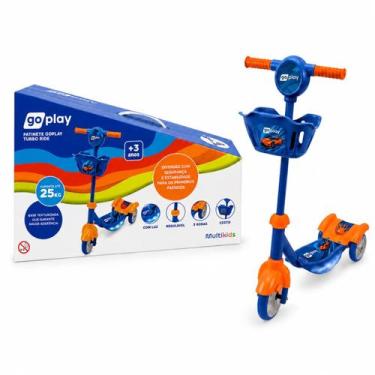 Imagem de Patinete Infantil 3 Rodas Go Play c/Luz e Cesta Azul  Multikids