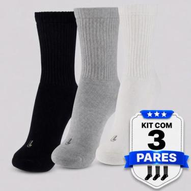 Imagem de Kit Meia Lupo Sport Cano Longo 3 Pares Branca Cinza e Preta, 37-40