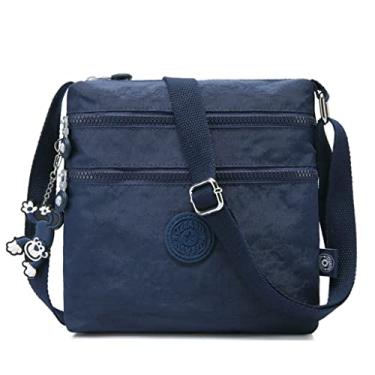 Imagem de bolsas transversal feminina, bolsa leve para uso diário, bolsa de ombro de nylon de moda Azul