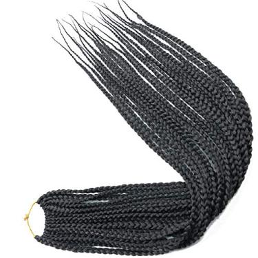 Imagem de Mayloss 6 pacotes/lote (14/18/24/30) polegadas 1 cm 20 fios/pacote fino 3X caixa de extensão de cabelo de crochê trançado de diâmetro 3X extensões de cabelo sintético tranças de crochê cor de cabelo (14Inch, 2)