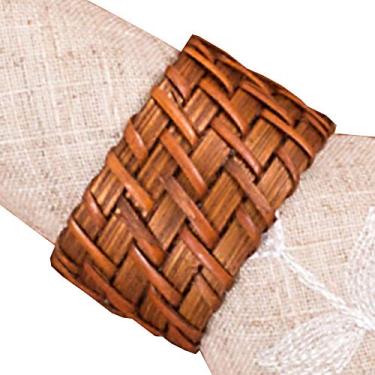 Imagem de Argola de Guardanapo Rattan Marrom Rafimex PG8135 - Jogo com 6 peças