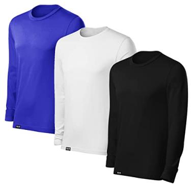 Imagem de Kit com 3 Camisetas Proteção Solar Uv 50 Ice Tecido Gelado - Slim Fitness - Preto - Branco - Royal - GG