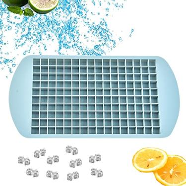 Imagem de FUYTERY Mini bandejas de cubo de gelo 160 grades cubo de silicone para geladeira molde de cozinha (azul claro)