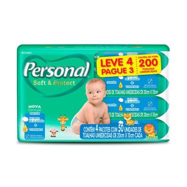 Imagem de Toalha Umedecida Personal Soft & Protect Leve 4 Pague 3 com 50 Unidades cada