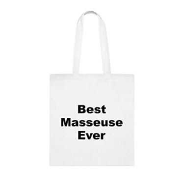 Imagem de Bolsa tote para massagistas, a melhor bolsa para massagistas, presente para massagista, bolsa de ombro para massagista, bolsas reutilizáveis para massagistas, ideia de de Natal, Branco
