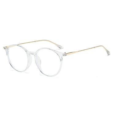 Imagem de Óculos de sol redondos clássicos masculinos armações de metal anti-azul luz armação de óculos de sol retrô colorido feminino uv400, claro, como a imagem