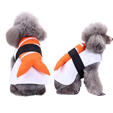 Imagem de Traje de Halloween para animais de estima??o de Natal Roupas de Chef de Sushi para Animais de Estima??o Quimono Roupas de Cosplay Engra?ado Cachorro Gato Traje de Festival (L)