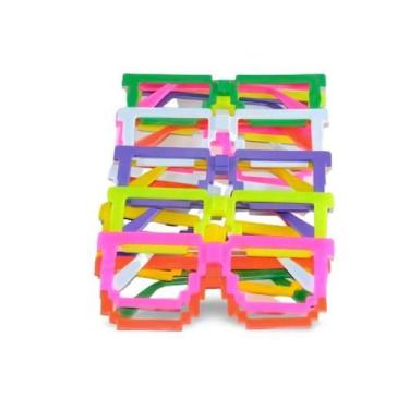 Imagem de Óculos Pct Com 10 Plástico Colorido Quadrado - Festas E Fantasias