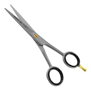 Imagem de TESOURA DE CABELO 6,0 FIO NAVALHA ACO INOX JAPONES FOSCO ACETINADO E PARAFUSO DOURADO