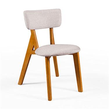 Imagem de Kit Duas Cadeira Liz em Madeira revestimento Linho (Champagne)