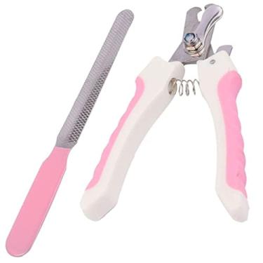 Imagem de Cortador De Unhas Pet Kit Alicate e Lixa Para Cães e Gatos (Branco e rosa)