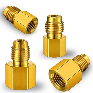 Imagem de Adaptador de bomba de vácuo 6014 de 4 peças, 1,5 cm, flare fêmea para acme macho de 1/2 polegada e 6015 R134A, adaptador de tanque de refrigeração para R12, adaptador de ajuste de 1/2 polegada (fêmea Acme para adaptador de lâmpada macho de 1/4")