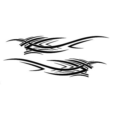 Imagem de TOTMOX 2 pacotes de adesivos laterais do corpo do carro com placa de chama de 94,4 polegadas decalque de listras esportivas de corrida de chamas para carro universal vinil autoadesivo acessórios de decoração para caminhão SUV veículos off-road