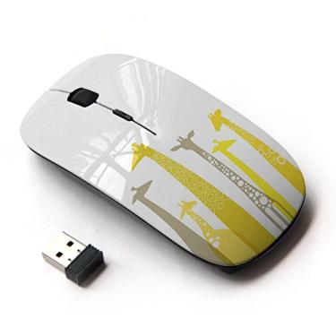 Imagem de KawaiiMouse [Mouse óptico sem fio 2,4 G] Girafa artística amarela cinza minimalista