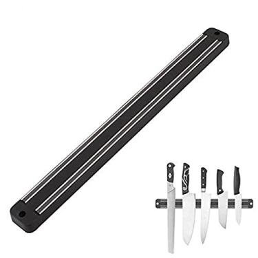 Imagem de Porta-faca magnetico 33cm preto, tira de barra de armazenamento Funcionalidade multifuncional Barra de tiras de suporte magnetico para ferramentas Suporte para parede de armazenamento para facas de cozinha Organizador de estante de exposicao para ferramenta