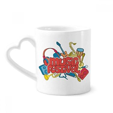 Imagem de Caneca com estampa de instrumento de festival de música de guitarra café cerâmica copo de coração de vidro