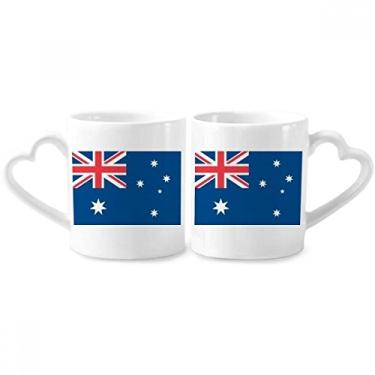 Imagem de Conjunto de canecas de porcelana para casal, bandeira nacional da Austrália, Oceânia, país para casal, copo de cerâmica para