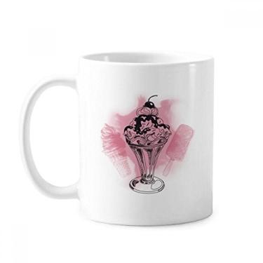 Imagem de Caneca de picolé de cerâmica com cereja e chocolate, sorvete, xícara de porcelana