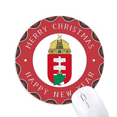 Imagem de Mouse pad com emblema nacional da Europa da Hungria, Feliz Natal, borracha redonda