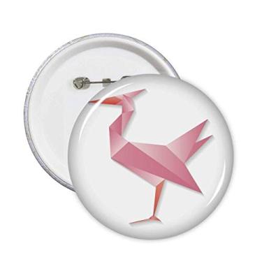 Imagem de Emblema geométrico abstrato flamingo padrão origami pinos crachá botão decoração acessório 5 peças