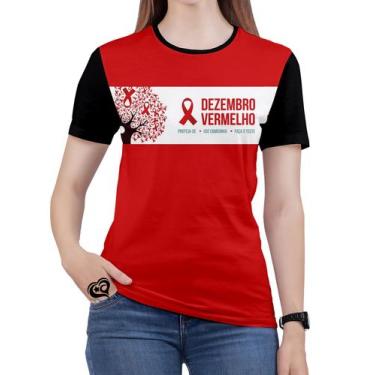 Imagem de Camiseta De Dezembro Vermelho Feminina Blusa Arvore - Alemark