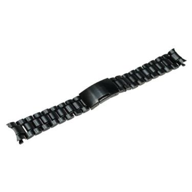 Imagem de RECHERE Pulseira de aço inoxidável, pulseira de relógio, extremidade curvada, elos sólidos, 4 cores, Preto, 18mm, Pulseira